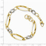 Leslie's 14K Two-tone Polished and D/C Link w/1/2in. ext. Bracelet
