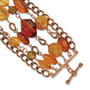 Copper-tone Multicolor Acrylic Beads 7.25in Toggle Bracelet