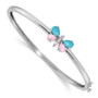 14k White Gold Diamond & Cabachon Turquoise/Rose Quartz Butterfly Bangle