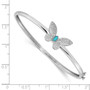 14k White Gold Diamond & Turquoise Butterfly Bangle