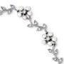 Sterling Silver Rhodium FW Cultured Pearl and CZ Floral Bracelet