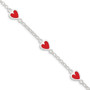 Sterling Silver Enamel Red Heart Child's Bracelet