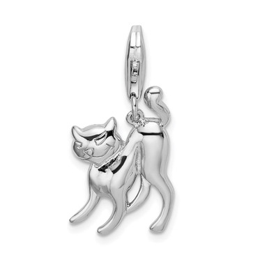 Silver Scary Cat Charms, Halloween Charms