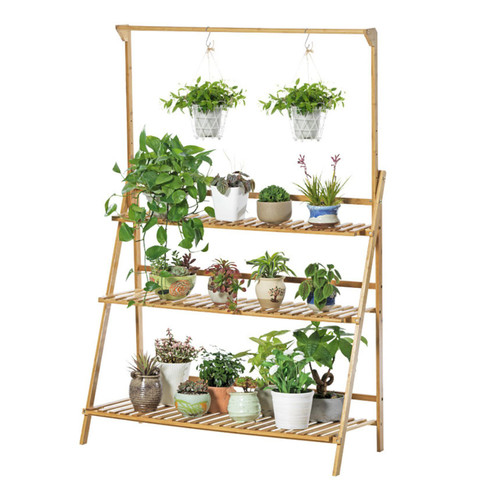 Folding 3 Tier Wooden Plant Stand