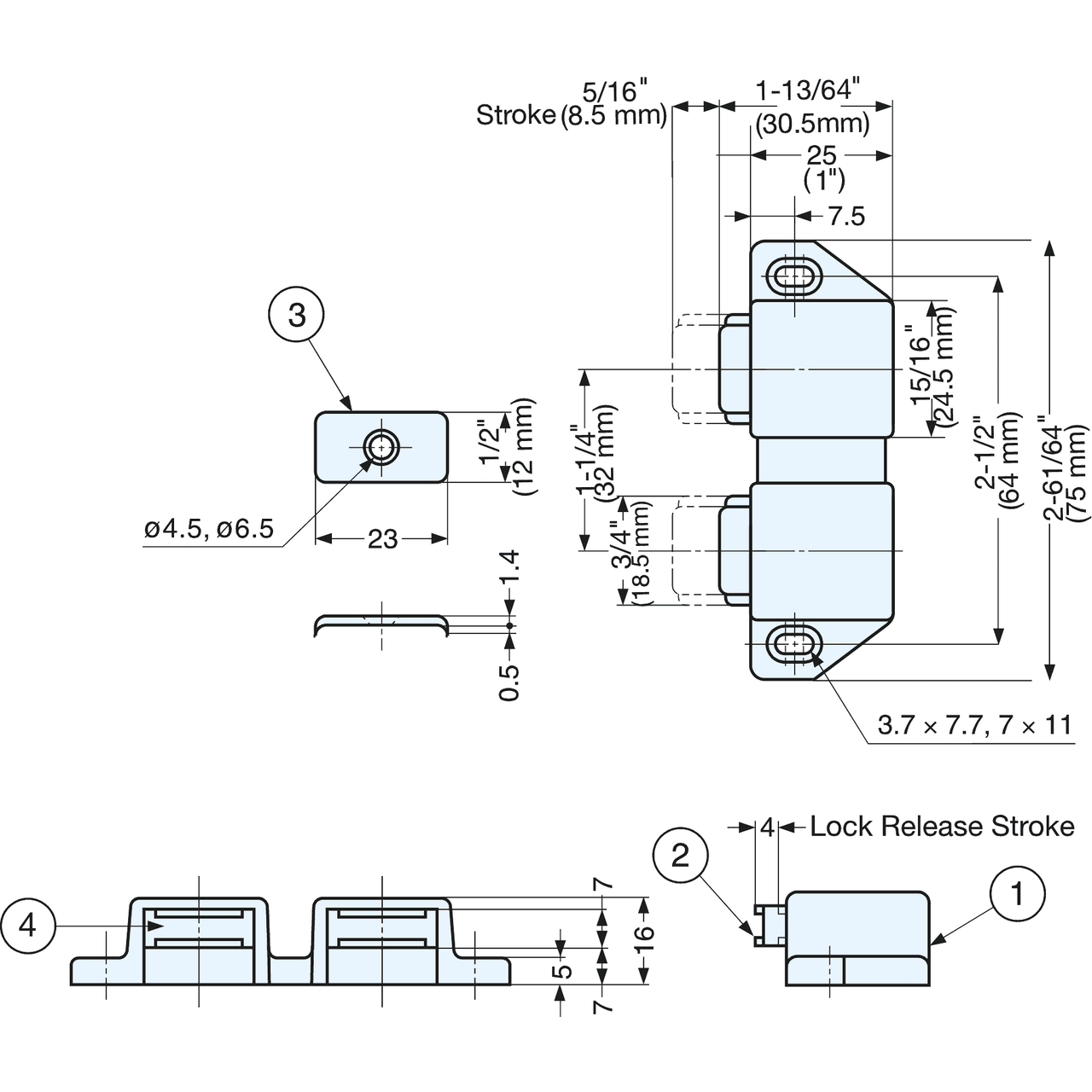 Lampe 50056 Sugatsune Magnétique Tactile Latch Ml-30ww, Blanc