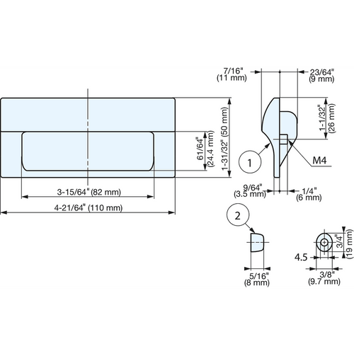 RECESSED PULL - HH-JS110-BL-CN