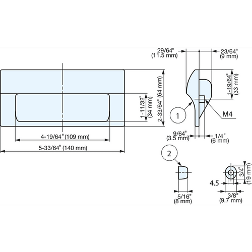 RECESSED PULL - HH-JS140-BL-CN