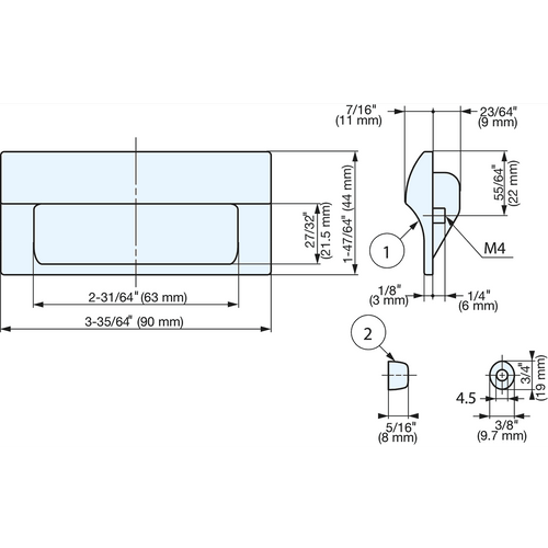 RECESSED PULL - HH-JS90-BL-CN