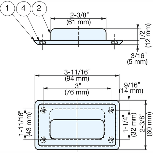 RECESSED PULL MIRROR FINISH - HH-FC-3/M-CN