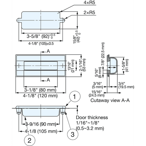 RECESSED PULL - HH-UD120SH-CN