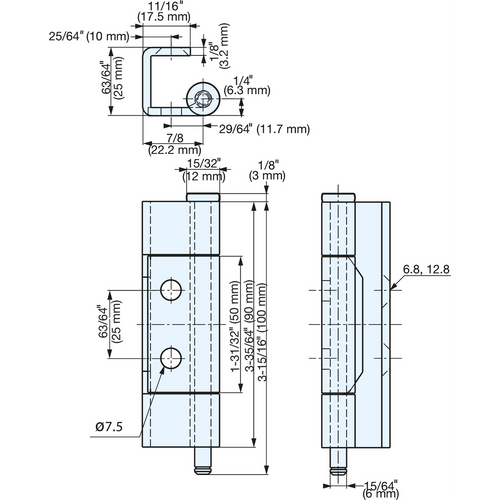 CONCEALED HINGE W/ REMOVABLE PIN - TS-243-30