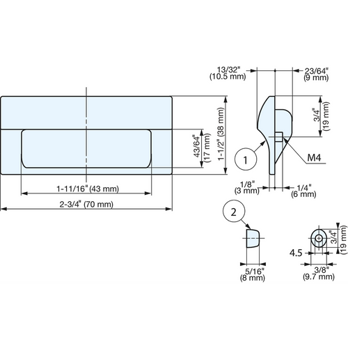 RECESSED PULL - HH-JS70-BL