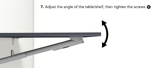 Adjust the shelf angle to ensure your desired levelness, then tighten the screws into their final, fully installed positions.