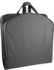 Garment bag folded in half to carry by handles.