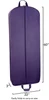 Front side of garment bag showing full length center zipper with dimensions