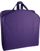 Garment bag folded in half to carry by handles.