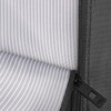 Close up view of zipper to show pinstripe lining Close up view of zipper to show pinstripe lining