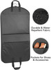 Full length view of garment bag with callouts shoe pocket and water repellent Full length view of garment bag with callouts shoe pocket and water repellent