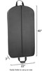 Full length view of garment bag with dimensions