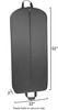 Front side of garment bag showing full length center zipper with dimensions