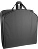 Garment bag folded in half to carry by handles.