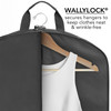 Close up of WallyLock hanger clamping system showing clothing on hanger Close up of WallyLock hanger clamping system showing clothing on hanger
