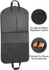 Full length view of garment bag with callouts shoe pocket and water repellent