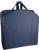 Garment bag folded in half to carry by handles.