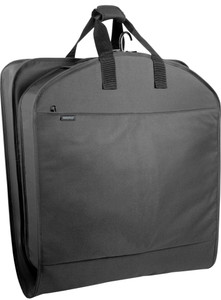 Garment bag folded in half to carry by handles Garment bag folded in half to carry by handles