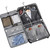 Book opening interior shot of the rolling garment bag with multiple organization pockets