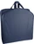 Garment bag folded in half to carry by handles.