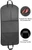 Full length view of garment bag showing two pockets showing callouts of shoe/garment pocket and water repellent fabric