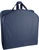 Garment bag folded in half to carry by handles.