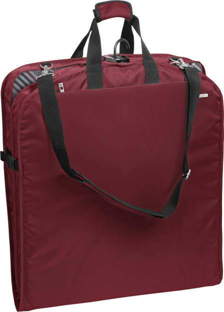 garment bag folded in half wine plaid