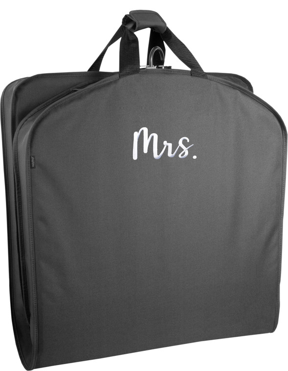 Garment bag folded in half to carry by handles