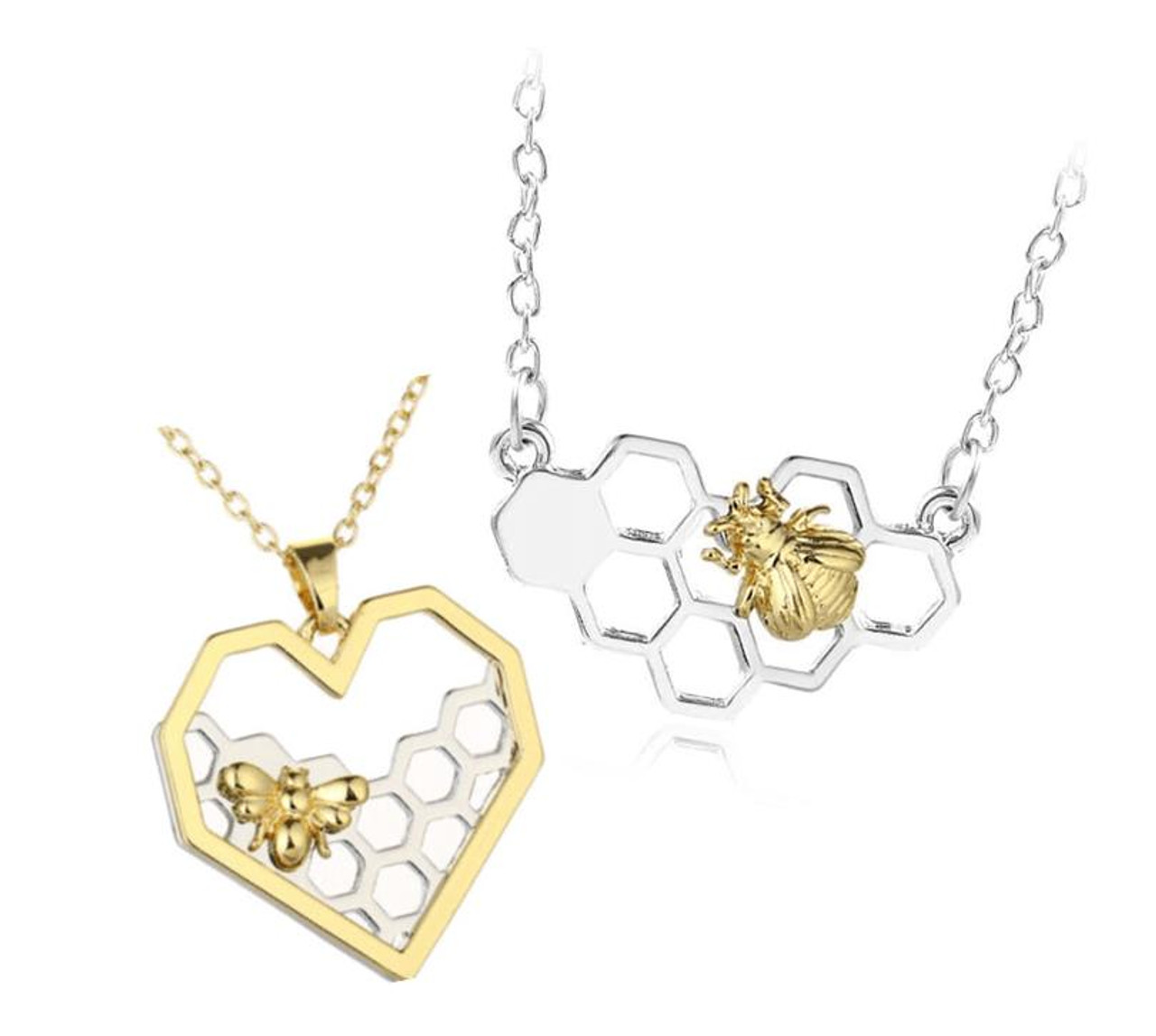 honeycomb bee necklace