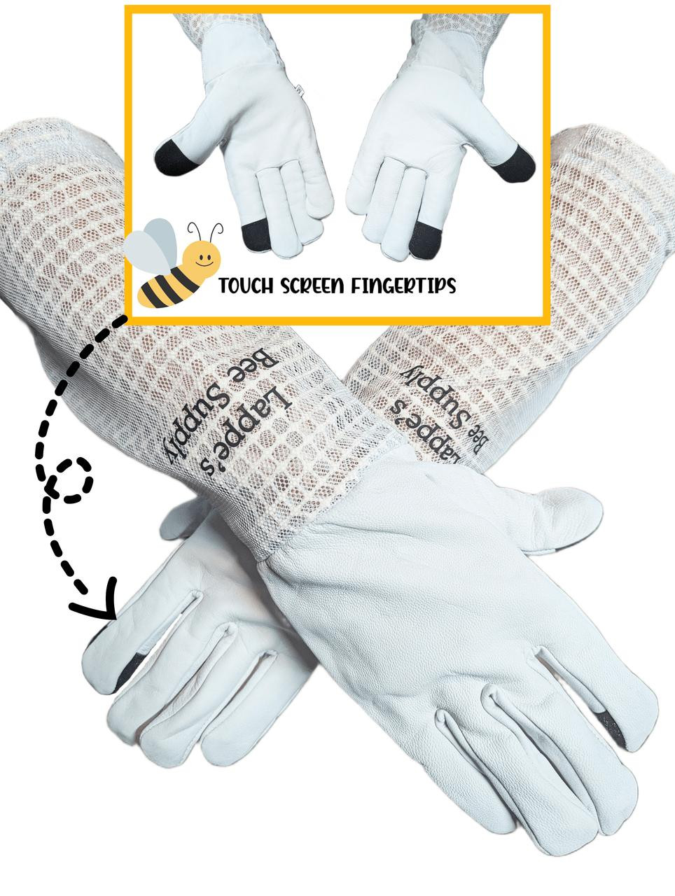 Touch Screen Fingertip Goatskin Beekeeper Gloves Vent Sleeves
