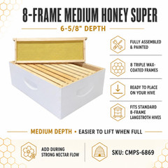 melme♡ 8 Frame Medium Honey Super Assembled with Triple Wax Frames