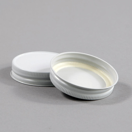 48mm White Metal Lids - 24 pack  