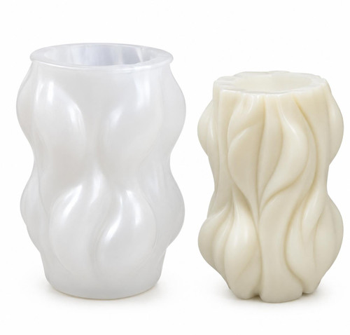 Small Wave Candle Silicone Mold – Modern Sculpted Beeswax Pillar Candle Mold  Lappe's Bee Supply