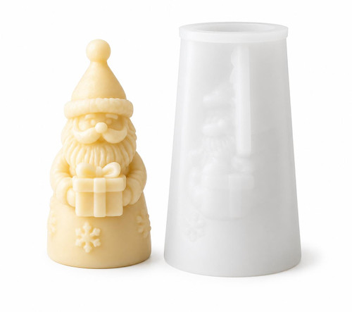 Santa Holding Gift Candle Silicone Mold  Lappe's Bee Supply