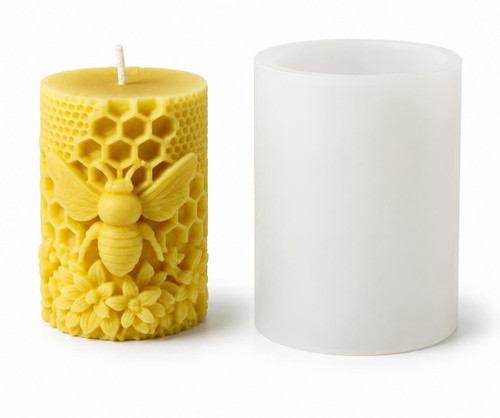 Honey Bee & Honeycomb Pillar Candle Silicone Mold  Lappe's Bee Supply