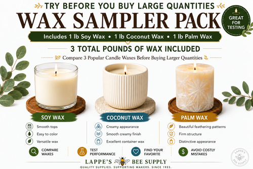 Candle Wax Sampler Pack with Free Shipping – Soy, Coconut & Palm Wax  Lappe's Bee Supply