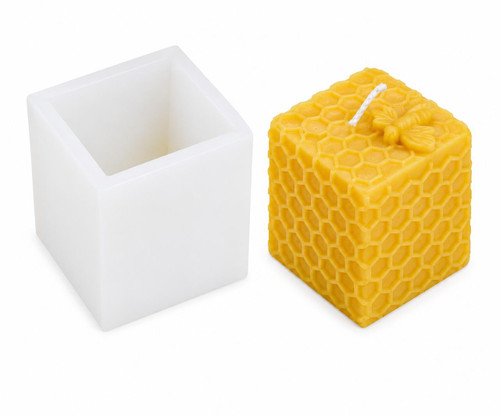 Honeycomb Hive Cube Silicone Candle Mold | Bee Cube Pillar Candle Mold  Lappe's Bee Supply