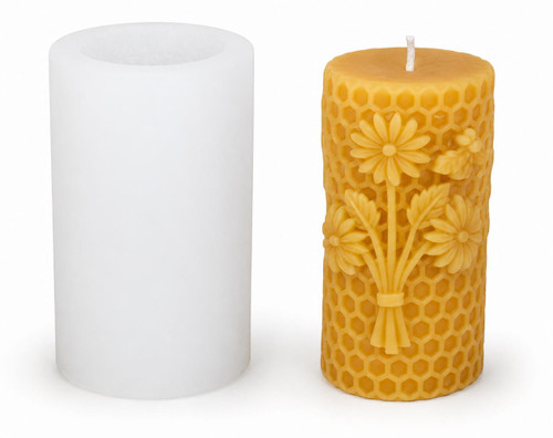 Wildflower Honeycomb Pillar Silicone Candle Mold | Floral Beeswax Candle Mold  Lappe's Bee Supply