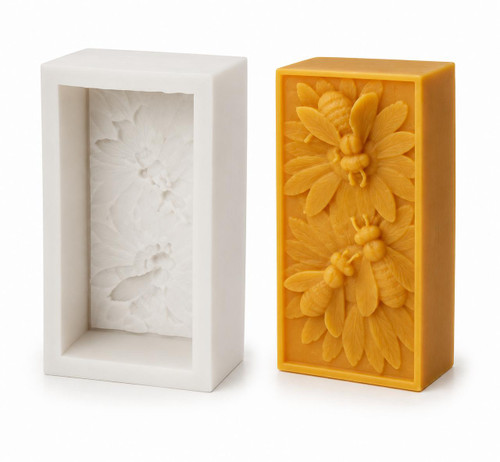 Bee & Wildflower Botanical Block Silicone Candle Mold | Large Floral Beeswax Candle Mold  Lappe's Bee Supply