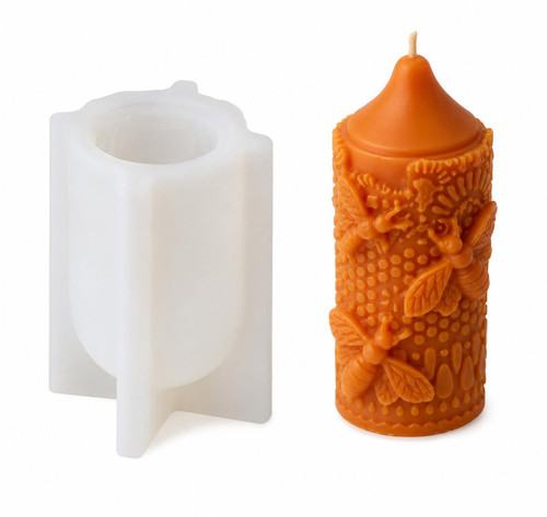 Triple Honey Bee Honeycomb Silicone Candle Mold | Decorative Beeswax Pillar Candle Mold  Lappe's Bee Supply