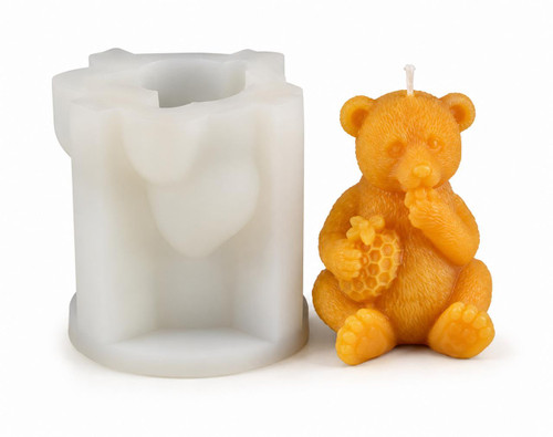 Honeycomb Teddy Bear Silicone Candle Mold | Decorative Bear Beeswax Candle Mold  Lappe's Bee Supply