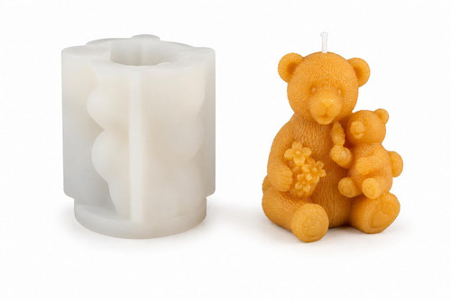 Mother & Baby Bear Silicone Candle Mold | Decorative Bear Family Beeswax Candle Mold  Lappe's Bee Supply