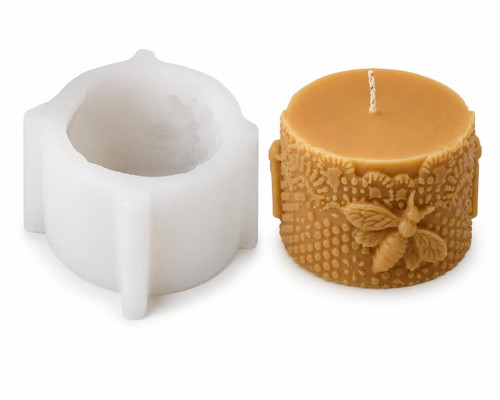 Honey Bee Pillar Silicone Candle Mold | Wide Honeycomb Beeswax Candle Mold  Lappe's Bee Supply